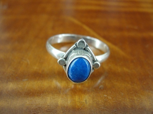 Blue Sodalite Oval Shape Sterling Silver 925 Ring Size 5