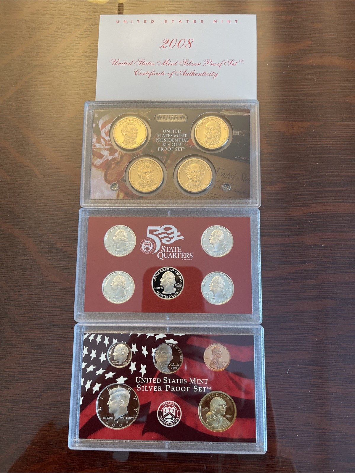 2008 United States Mint Silver Proof Set, COA,  Box, 14 Coins