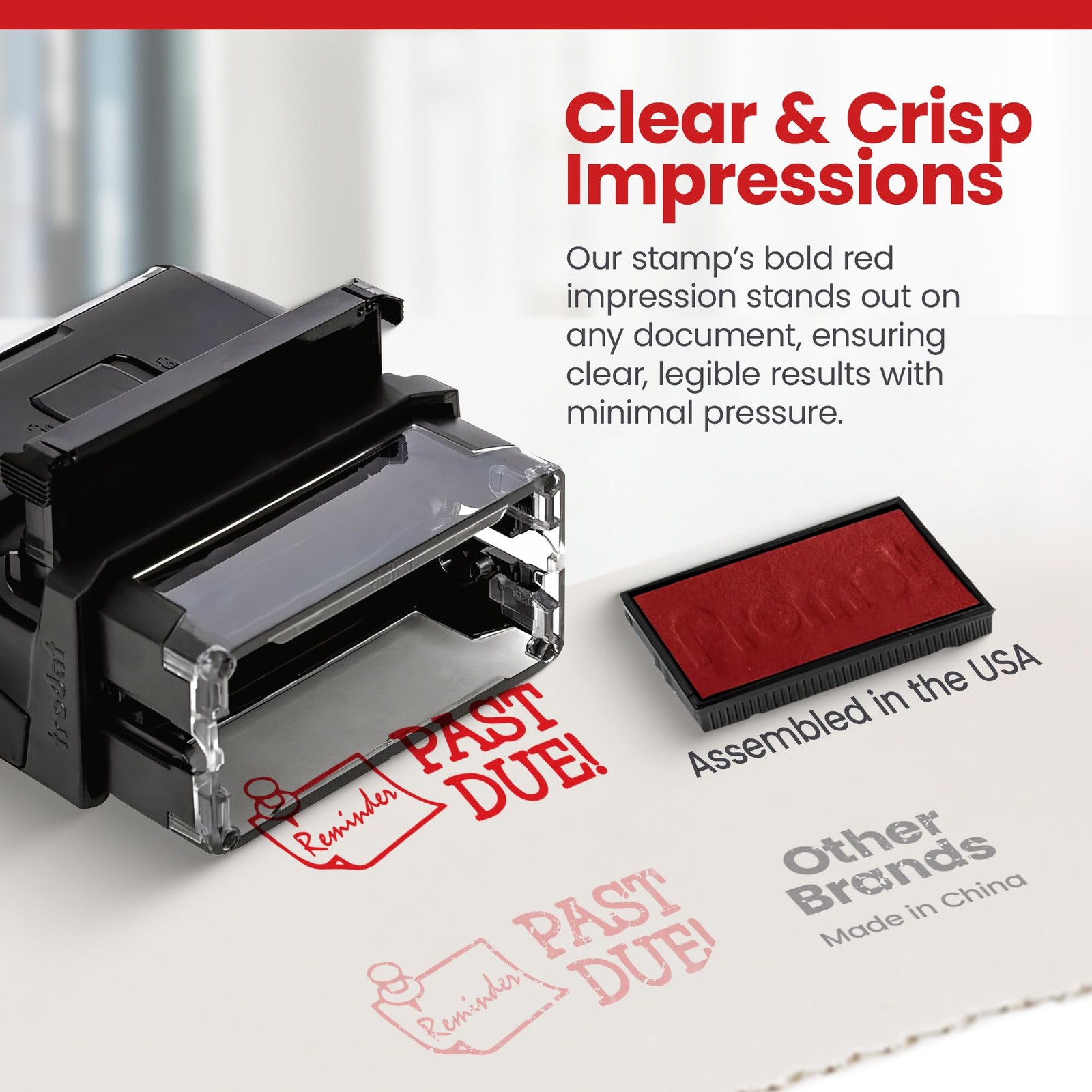 Stamp Reminder Past Due Self Inking Rubber Stamp Red Ink Office Message