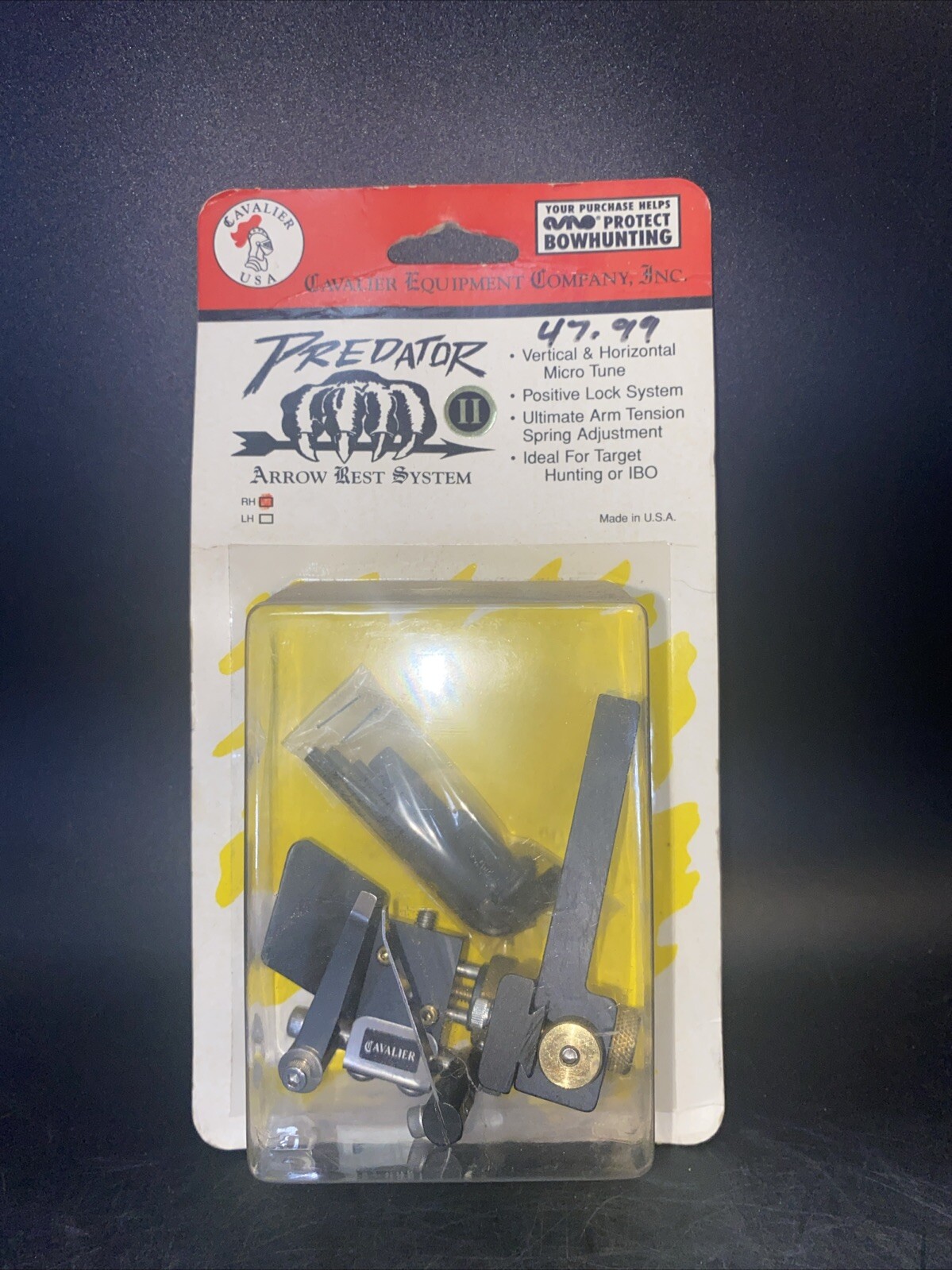 Cavalier Equipment Co. USA  Predator II Arrow rest system RH