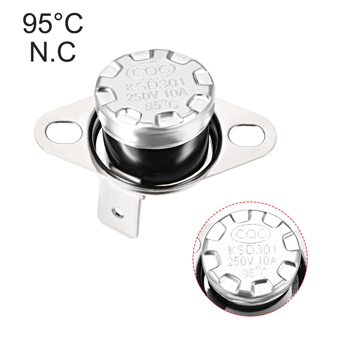 2pcs Temperature Control Switch Thermostat 95°C 10A Normally Closed NC