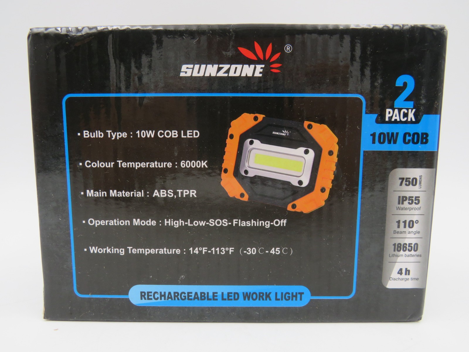 Sunzone LED Work Light Rechargeable Magnetic Flood Lights with Stand NEW