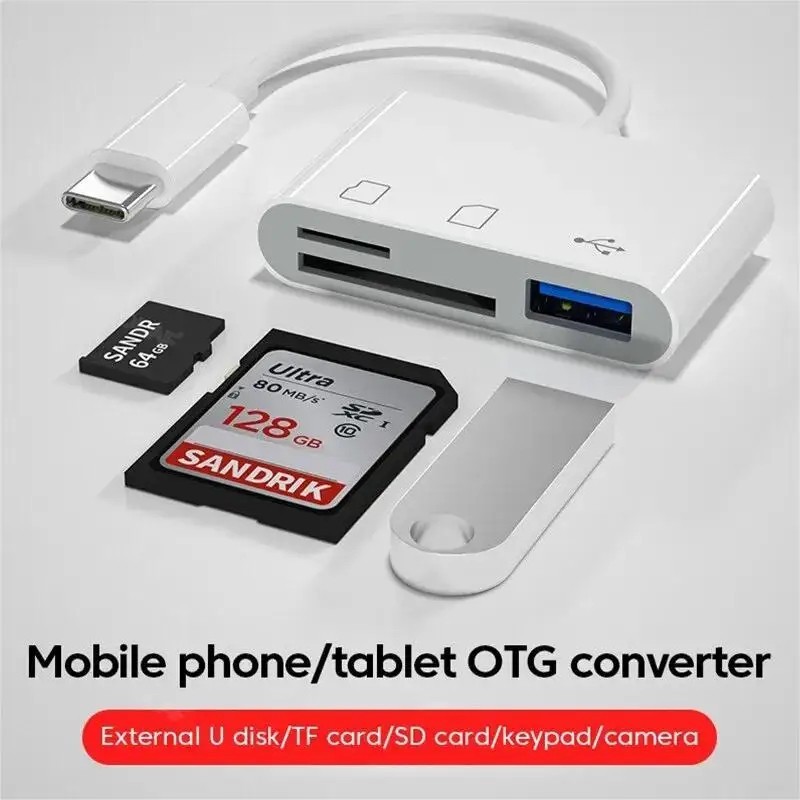 USB C to SD Card Reader, 3-in-1 Hub Converter, Micro SD TF Memory Type-C Adapter
