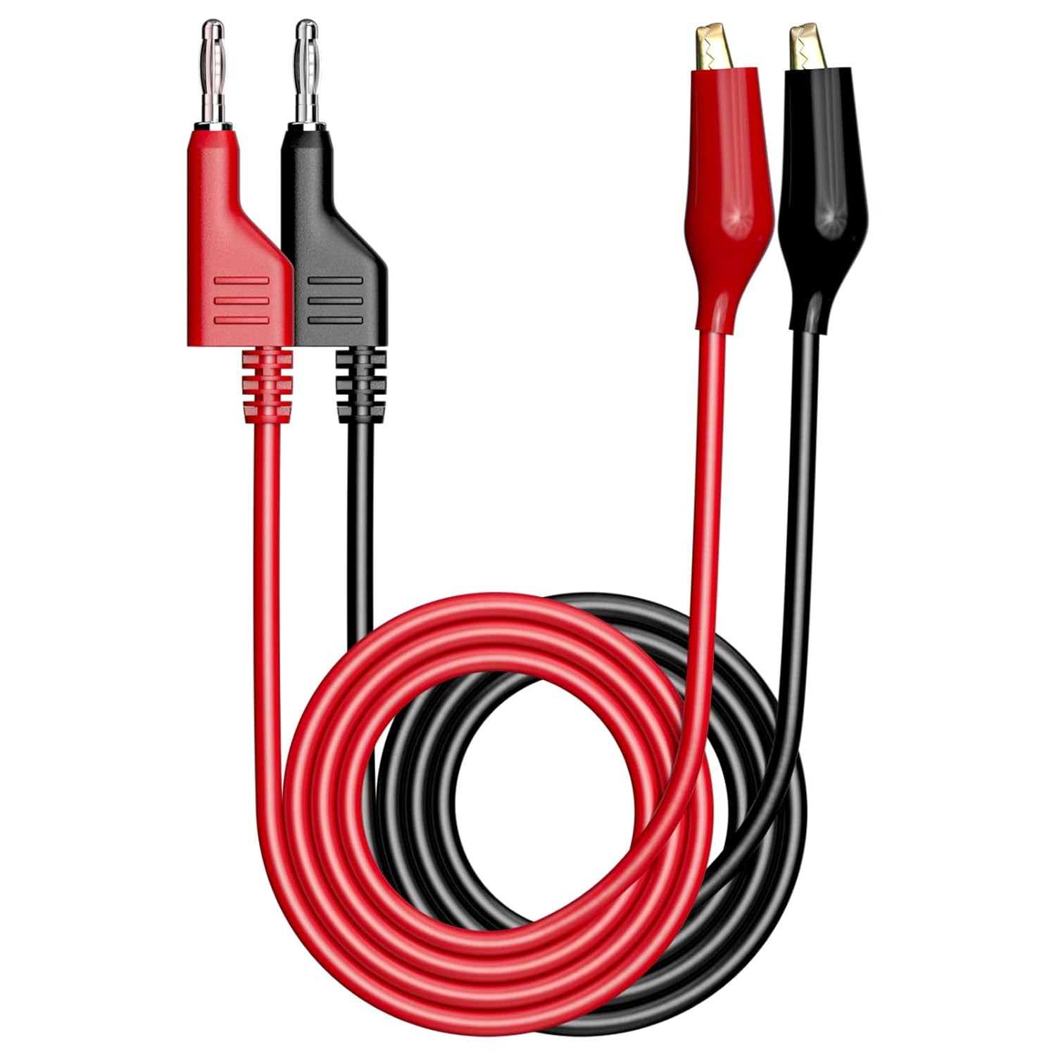 2PCS Stackabe Banana Plug to Alligator Clips Test Leads Soft Flexible E
