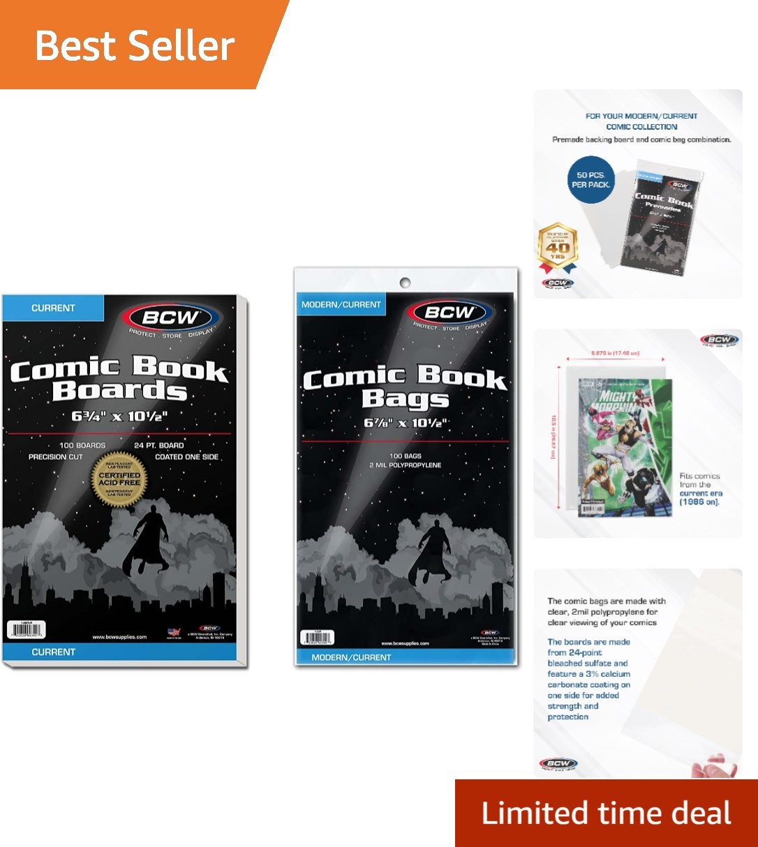 100 Crystal Clear Polypropylene Comic Bags & Boards - Preserve Your Collection