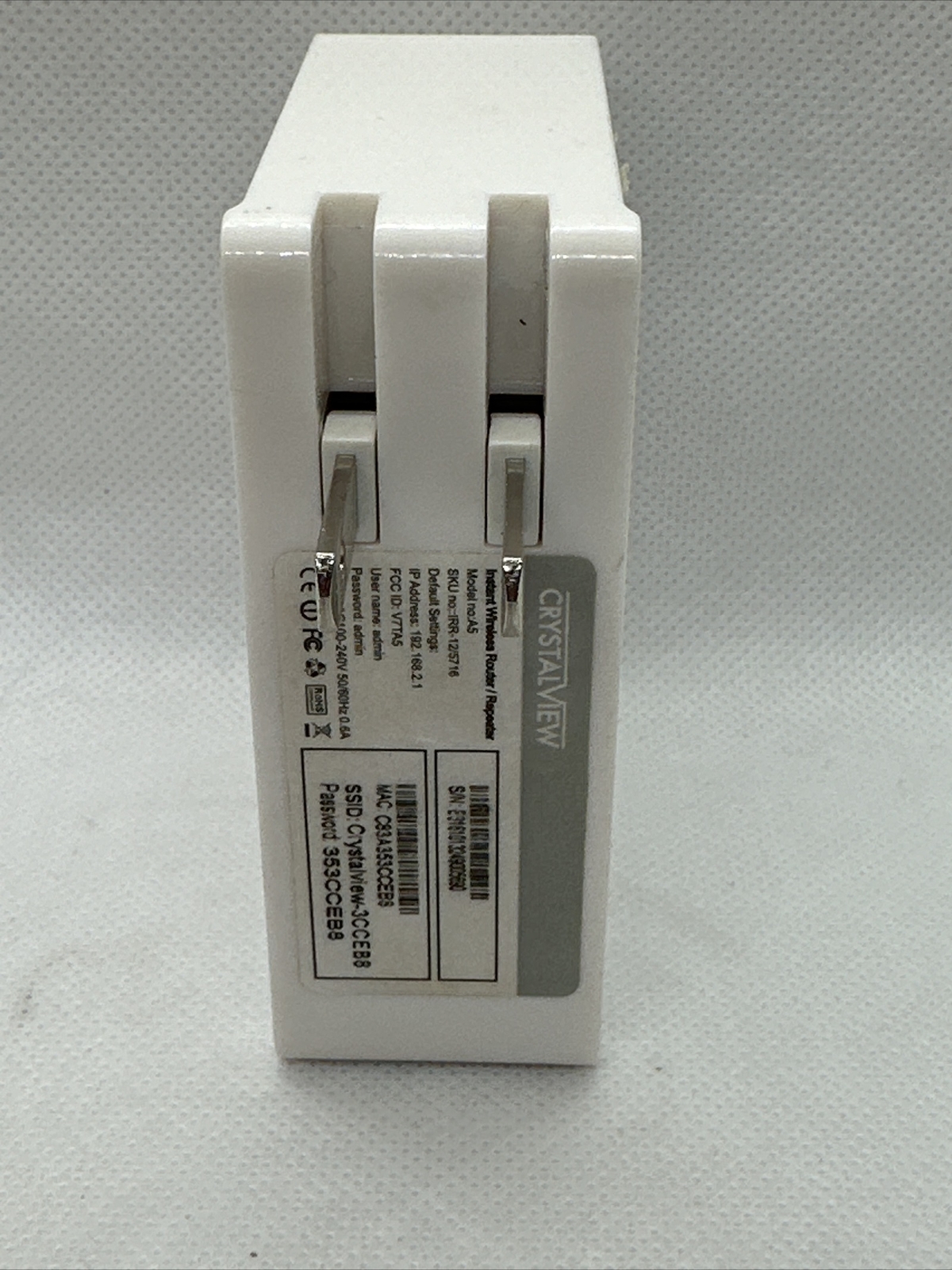 Crystal View Wireless Instant Wi-Fi Router & Range Extender No Box