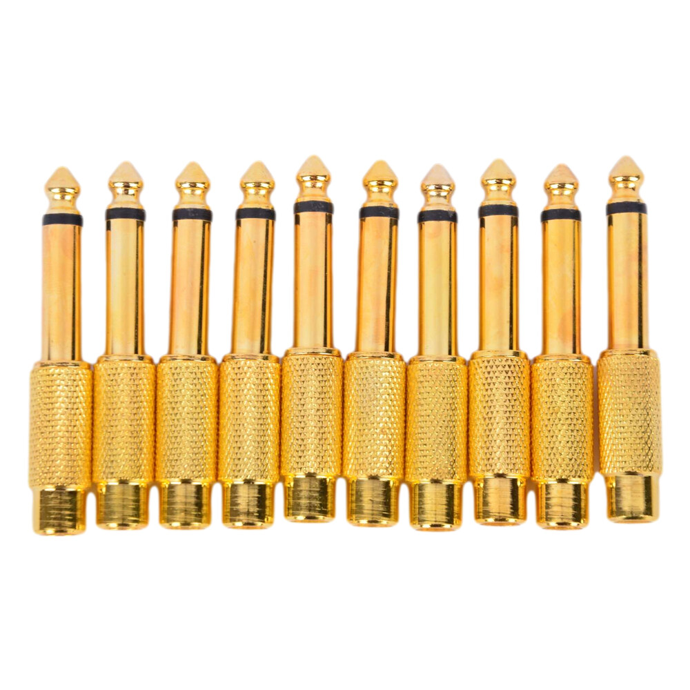 10x 1/4 6.35mm TS Mono Male to RCA Female Audio Adapter Converter Connector US