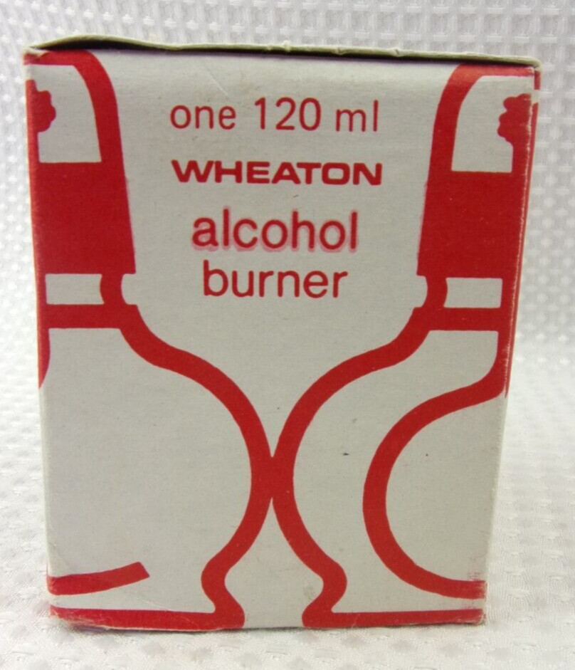 Vtg 120 mL 4oz Alcohol Burner By Wheaton Scientific Glass Wick Cap Box - Used