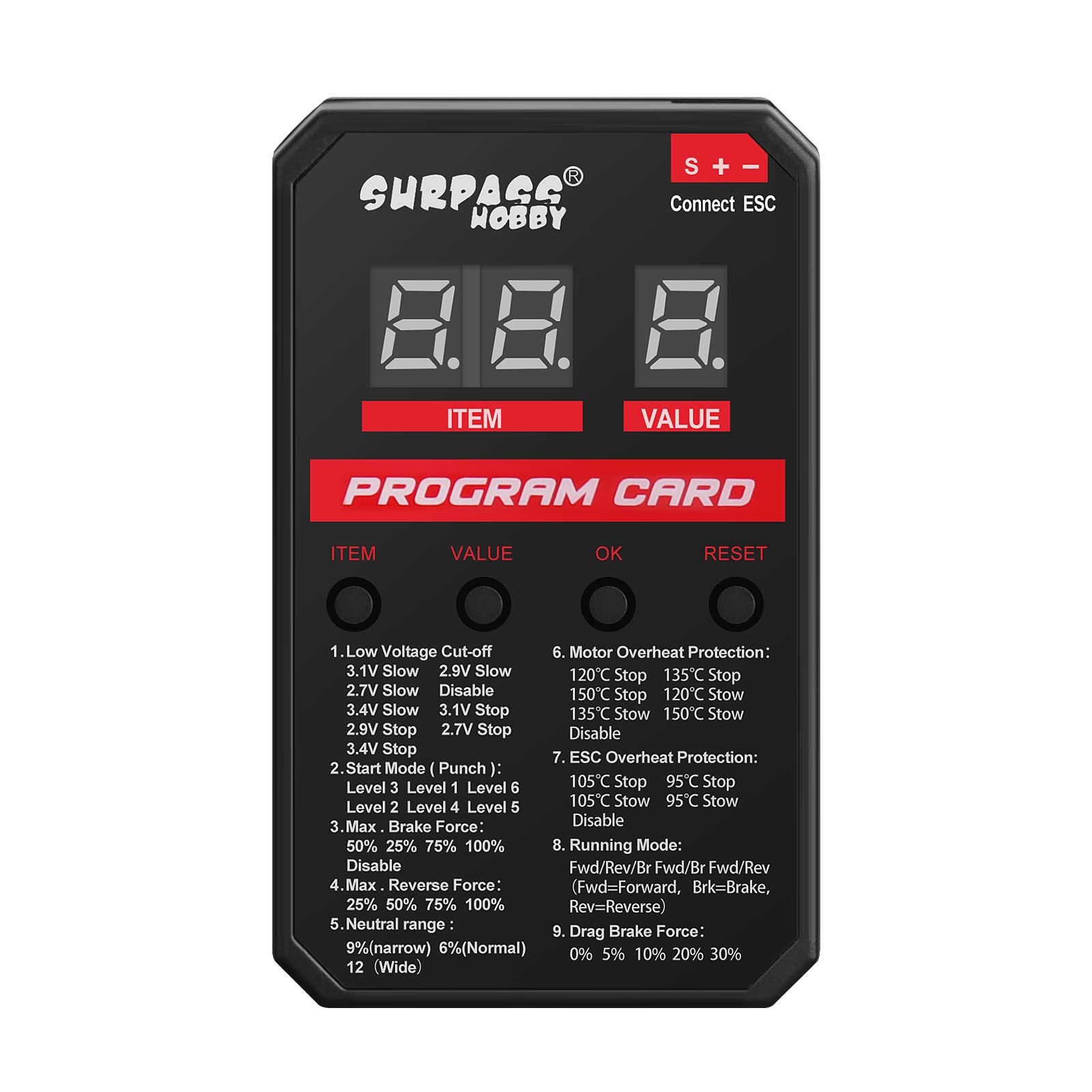 Update Version Surpass Hobby ESC Programming Card RC Car LED Programmer