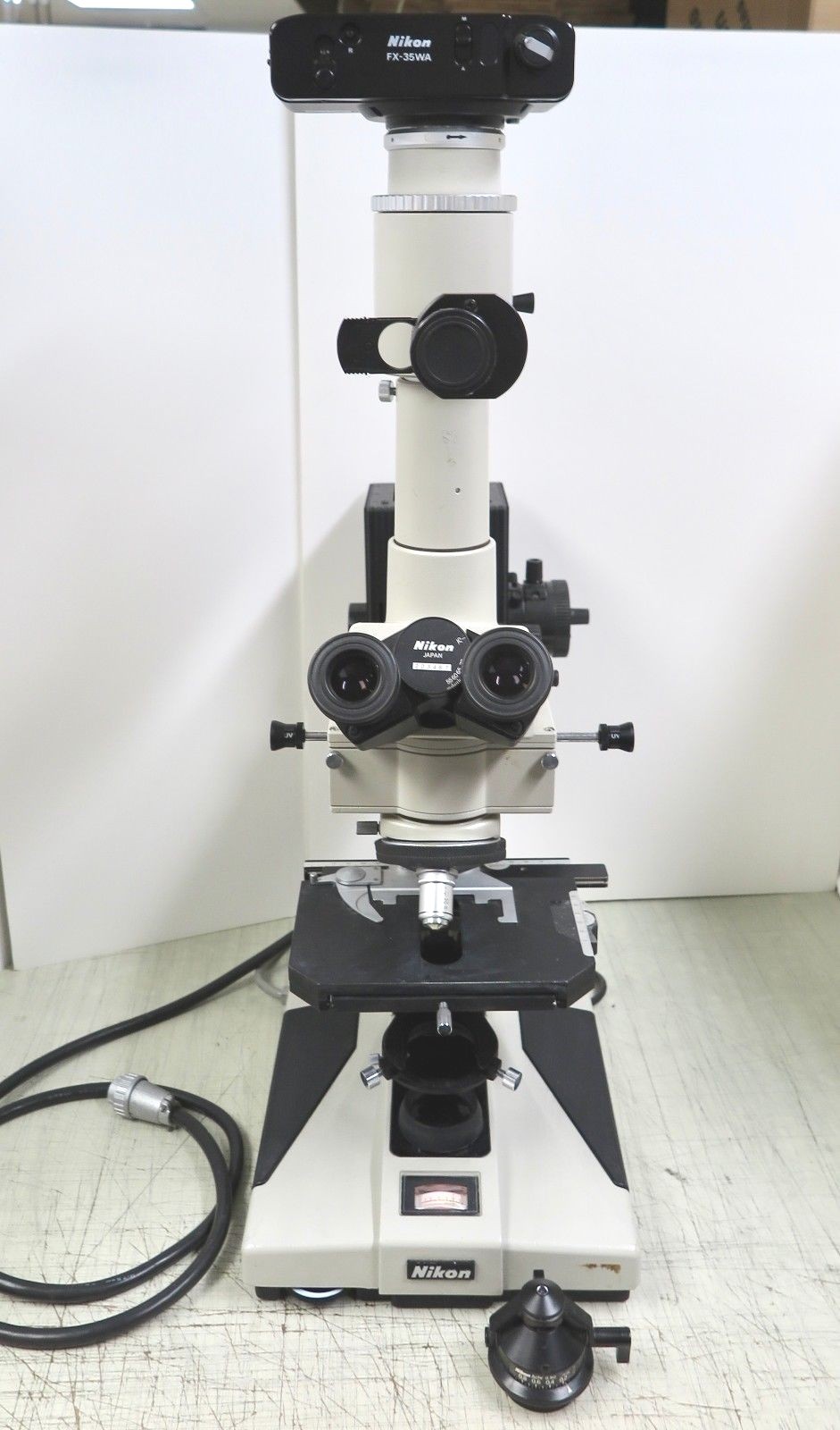 Nikon OPTIPHOT Microscope Trinocular Head/UFX-IIA/CFW10x Eyepieces/Illuminator +