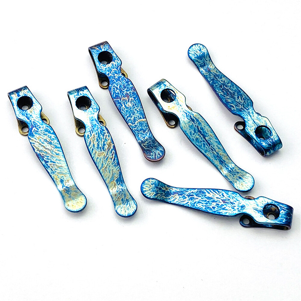 2pc Titanium Black Deep Carry Pocket Clip For Spyderco Shaman C229 Folding Knife