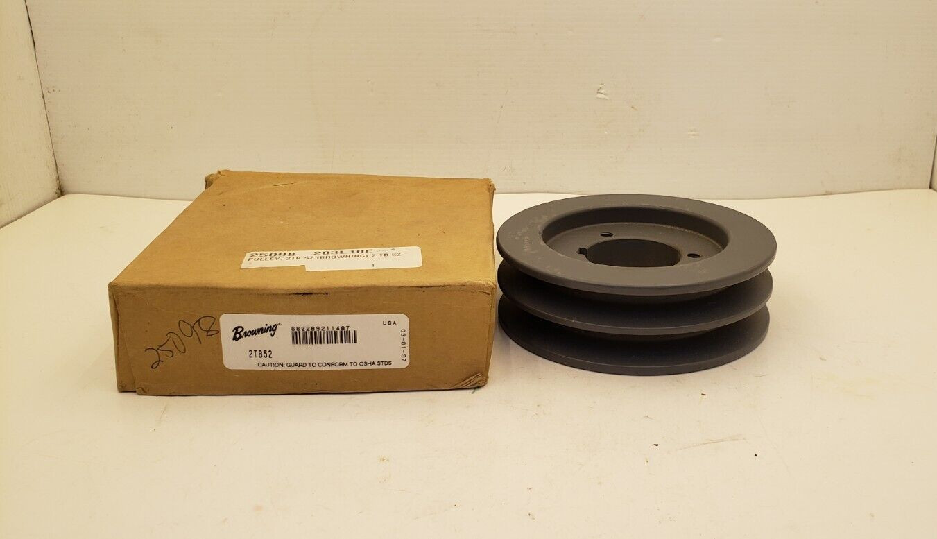 BROWNING 2TB52 V-BELT PULLEY, DOUBLE GROOVE, CAST IRON, NIB