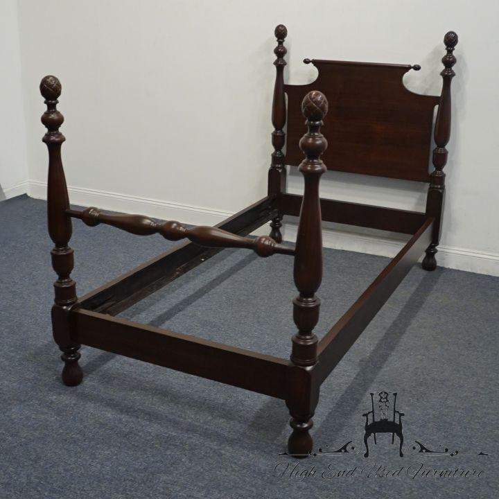 VINTAGE ANTIQUE Solid Mahogany Traditional American Federal Style Twin Size C...