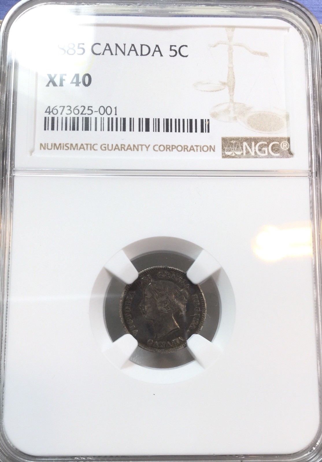 1885 Canada Silver Five Cents NGC XF40 Extra Fine 5C Coin  Key Date!!