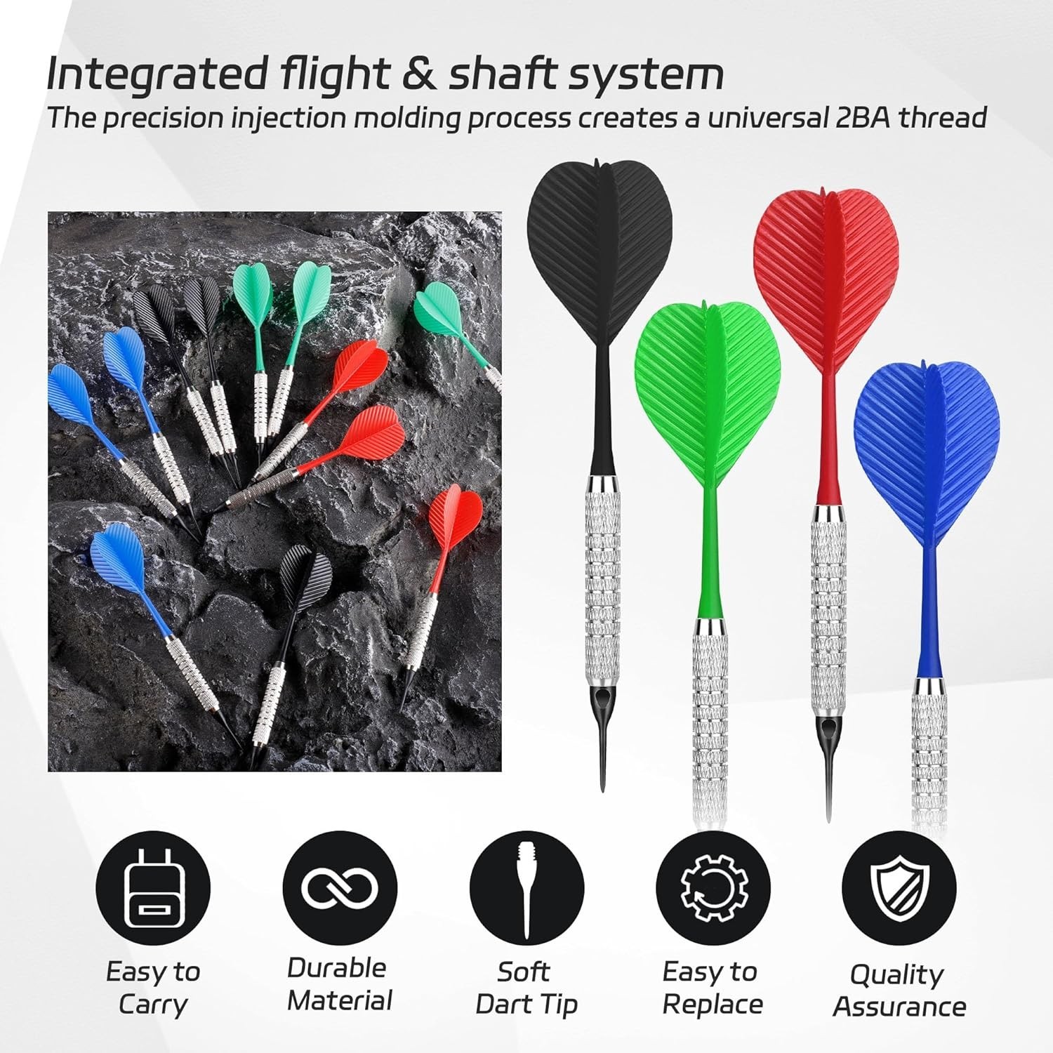 Plastic Tip Darts,12pcs Soft Darts Set with 100 Plastic Tips for Electronic D...