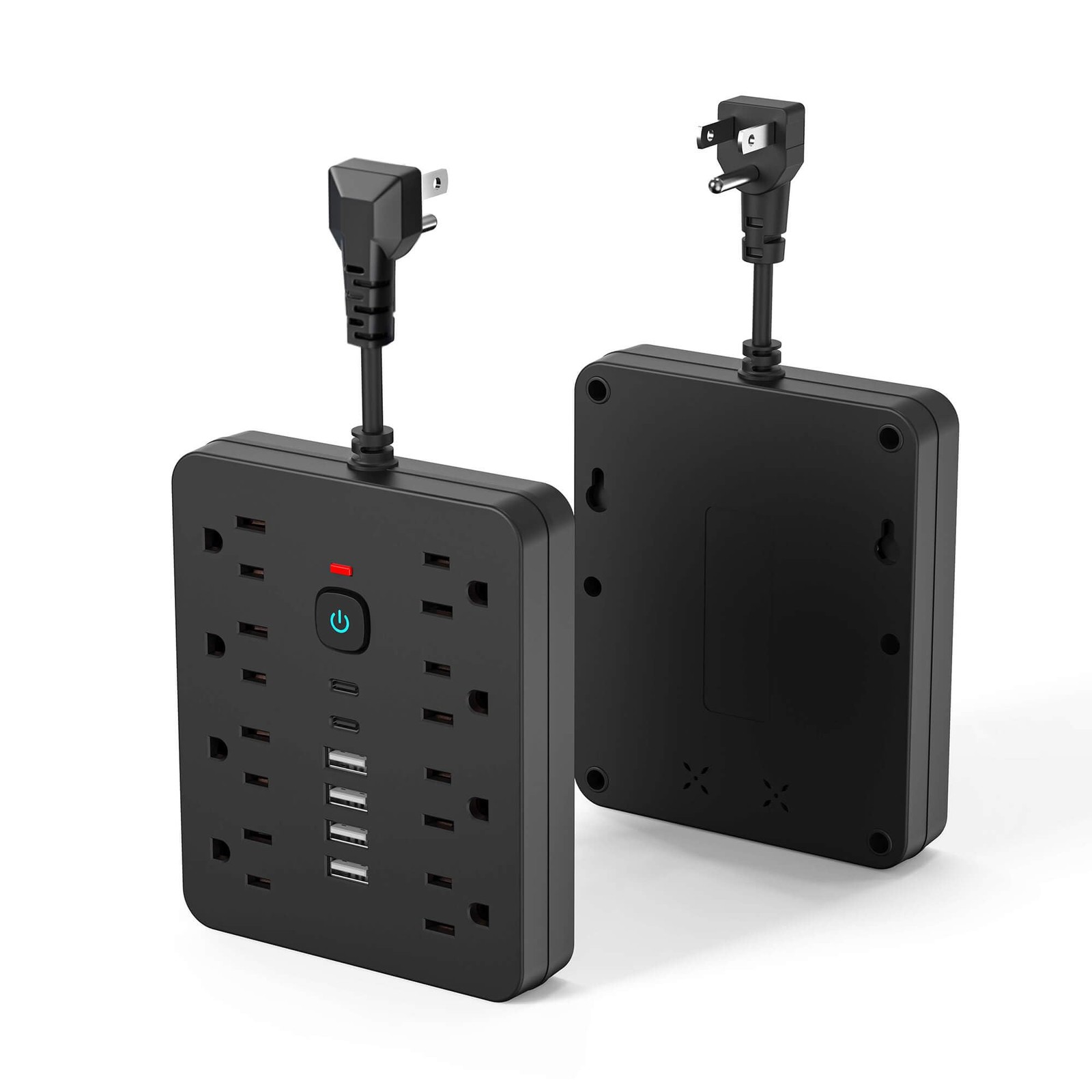 Power Strip Surge Protector - Multiple Outlet Wall Plug with 8 AC Outlets, 6 ...