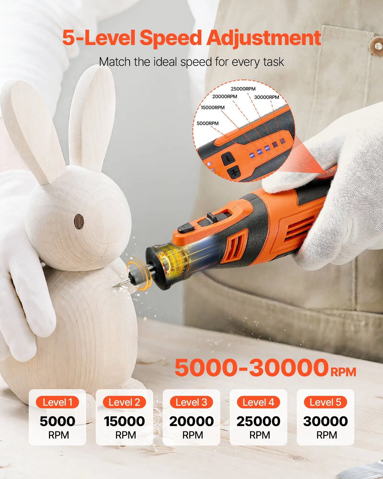 136-Piece Cordless Rotary Tool Kit, DC8V Portable Mini Power Rotary Tool, 5 Spe