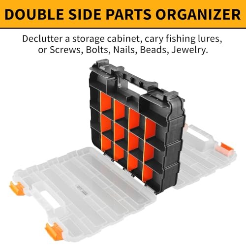 Mini Tool Box Organizer, Plastic Small Tool Box with Dividers, Double Side
