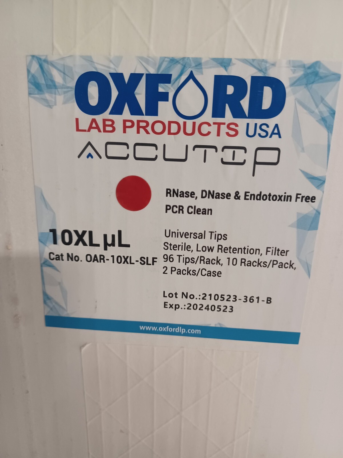 Pipette Tips Medical Lab Universal  10 uL Oxford Long Sterile Filtered 1920 Tips