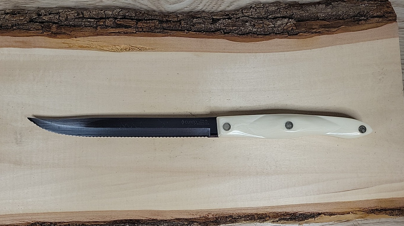 Cutco 1729 6-3/4" Petite Carver Serrated Knife Pearl White Handle DD Blade USA