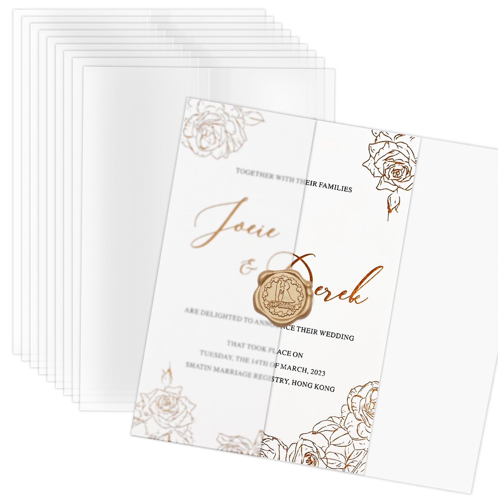 100 PCS 115GSM Translucent PreFolded Vellum Paper Jackets 5x7 Invitations