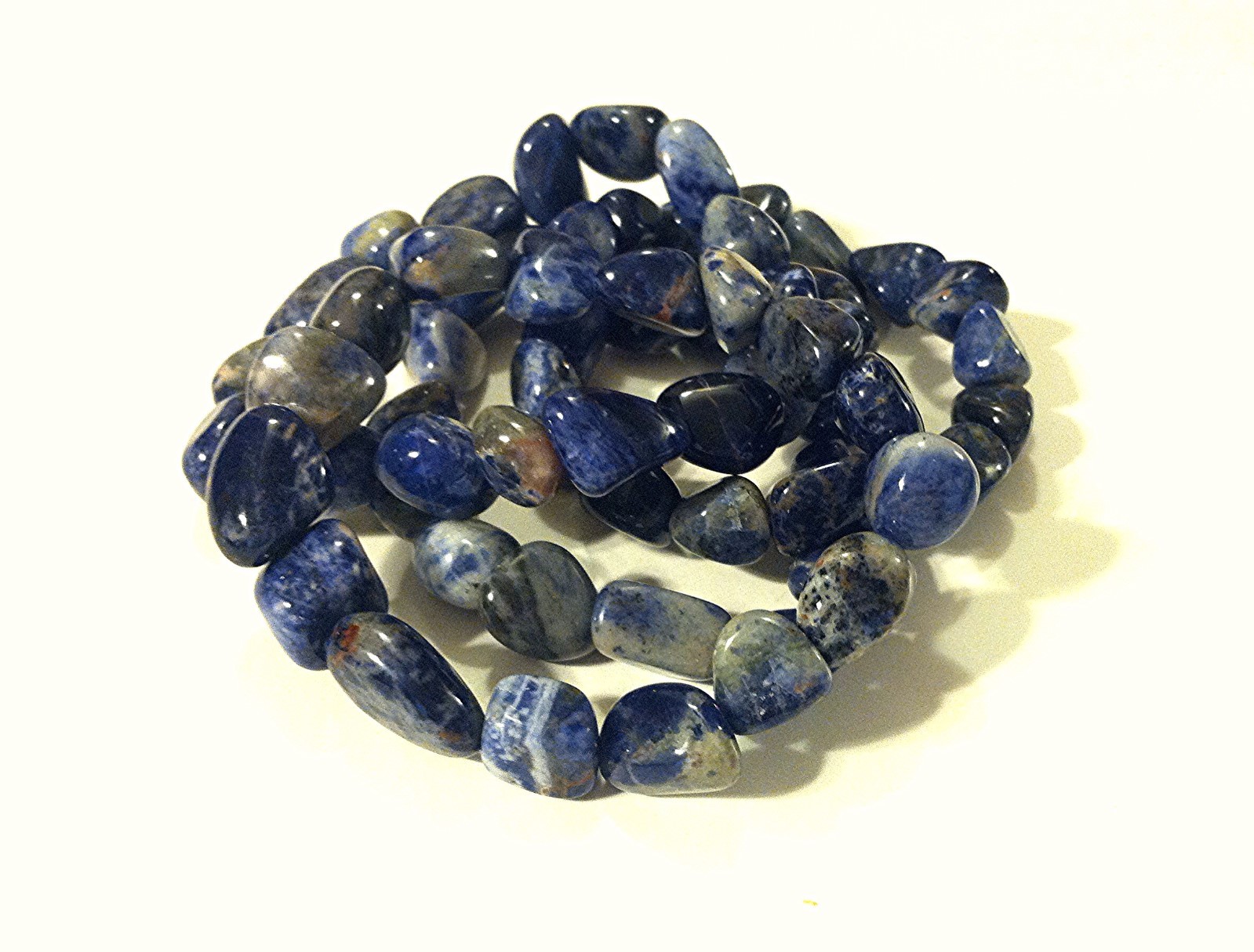 Tumbled Stone Semi-Precious Gemstone Genuine Sodalite Stone Stretchy Bracelet