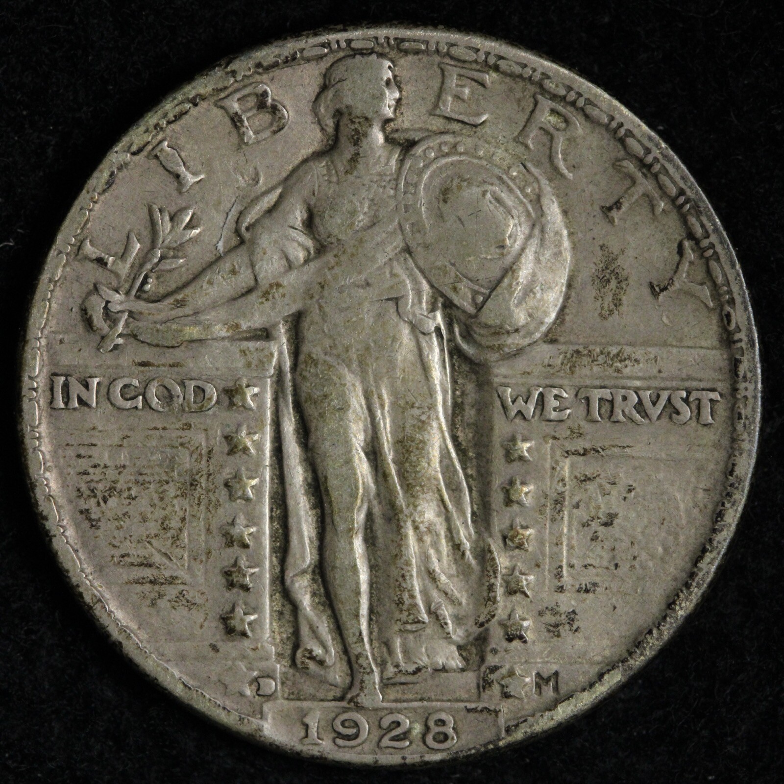 1928-D Standing Liberty Silver Quarter AU E238 DTCM