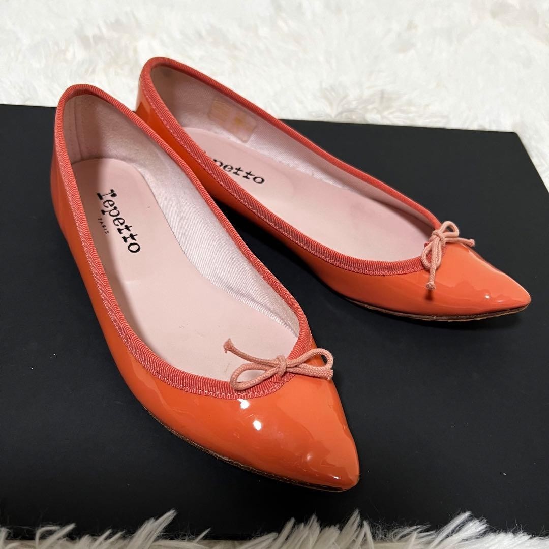 Repetto Brigitte Coral Pink Patent Leather Pointed Toe Flats - EU 36.5