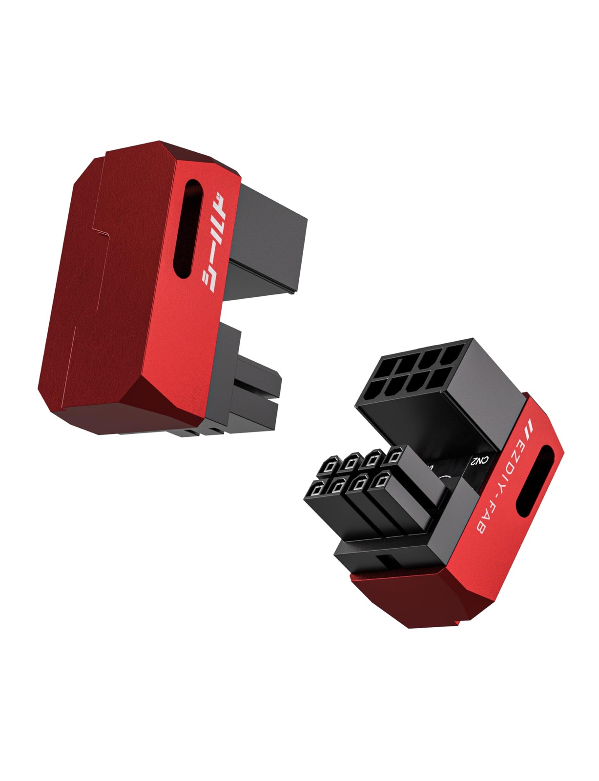 2 PCS 8Pin PCIe GPU Power Adapter 180Degree UTurn Angled Aluminum Red