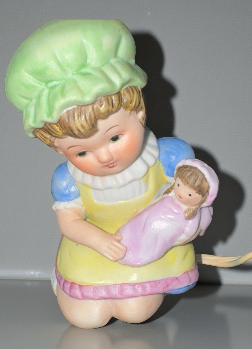 Vintage Ceramic Girl with Doll Night Light – Tabletop Lamp