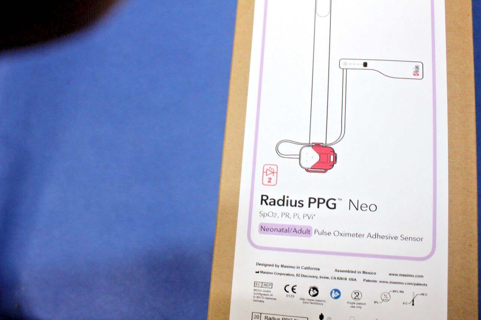 MASIMO 4085 RADIUS PPG NEO ADH SENSOR, 20/BOX
