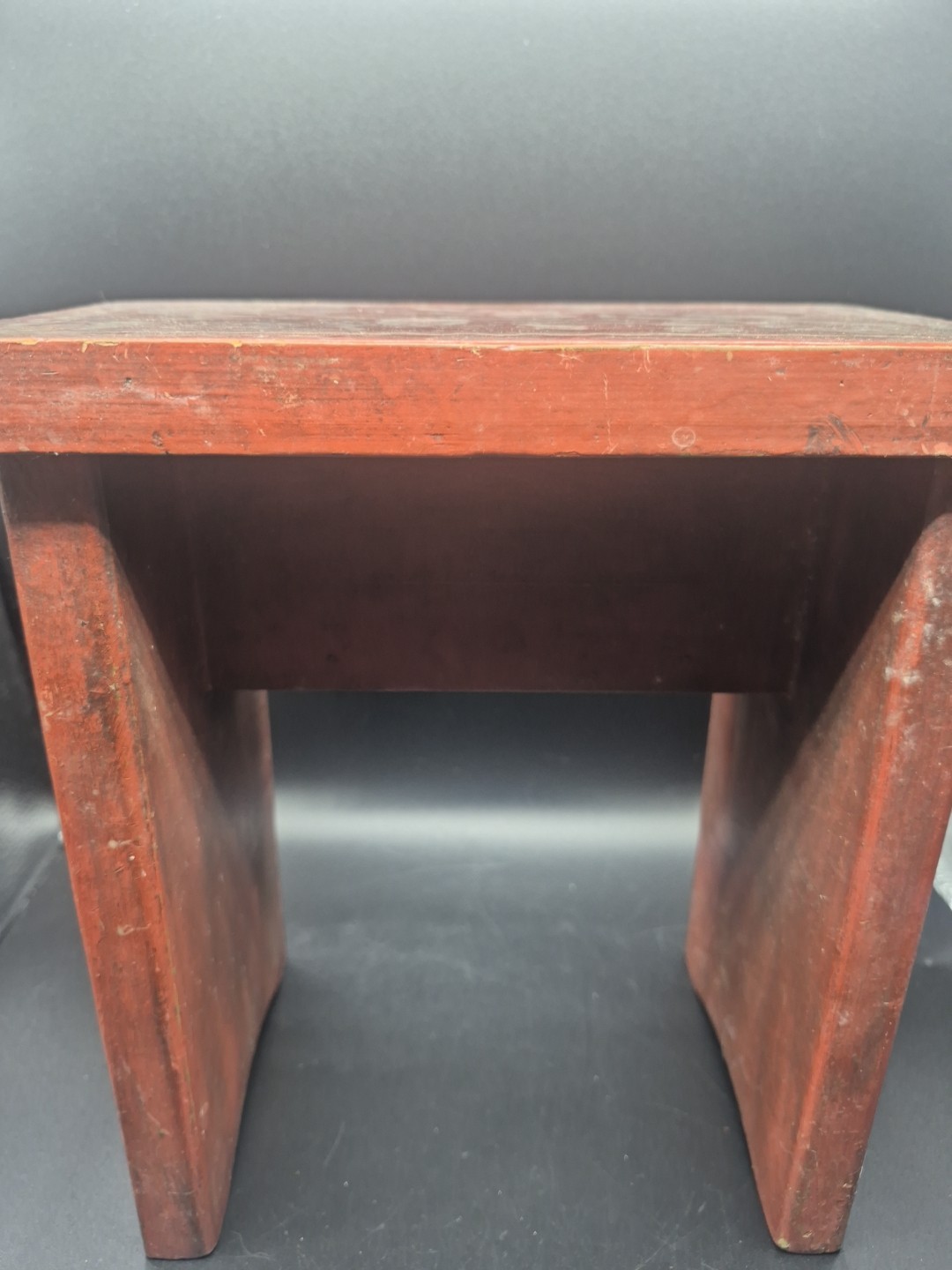 Vintage Folk Art Wooden Stool Engraved Riser