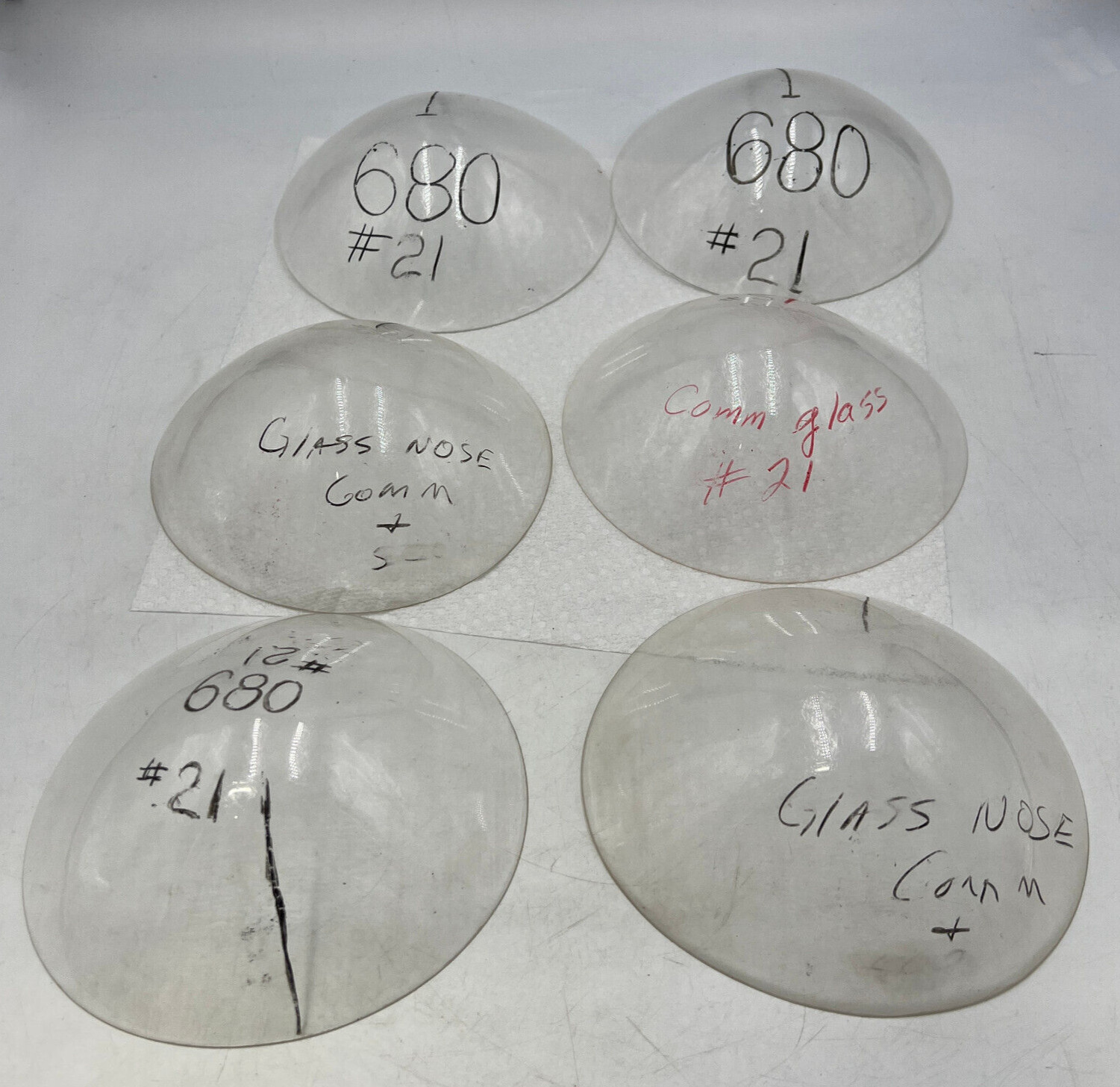 Six Vintage Radome Cap Aircraft Airplane Glass Plastic Nose P/N 680 DTA680G-N