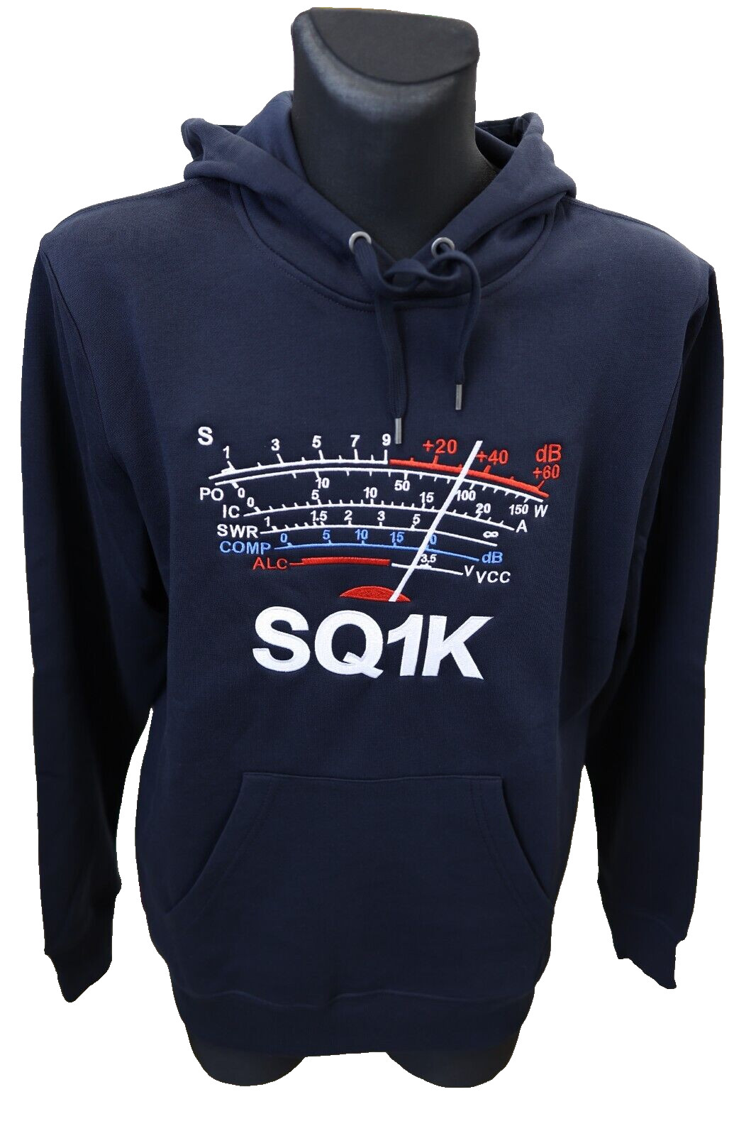 Hoodie S-meter Callsign Personalised with Embroidery for Ham Radio Color Navy