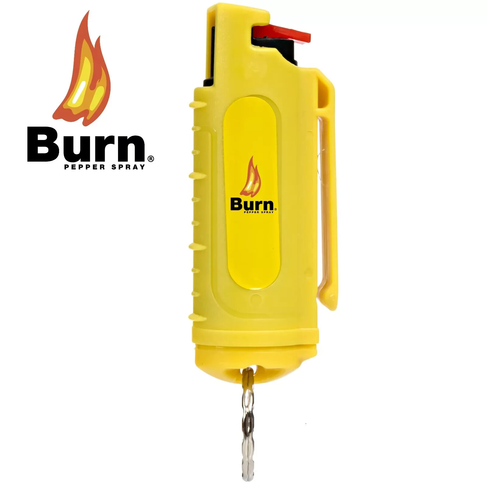BURN Pepper Spray 1/2oz Self Defense Keychain Yellow Security Molded