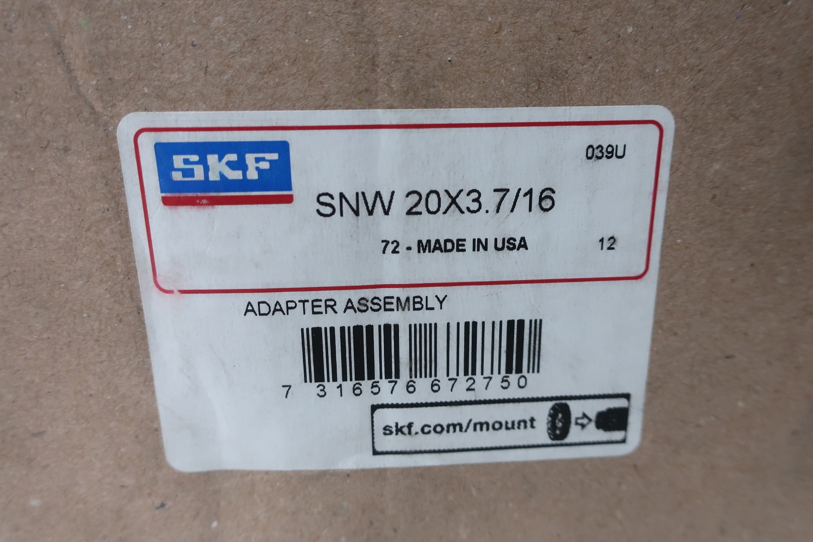 Skf SNW 20X3.7/16 Adapter Assembly