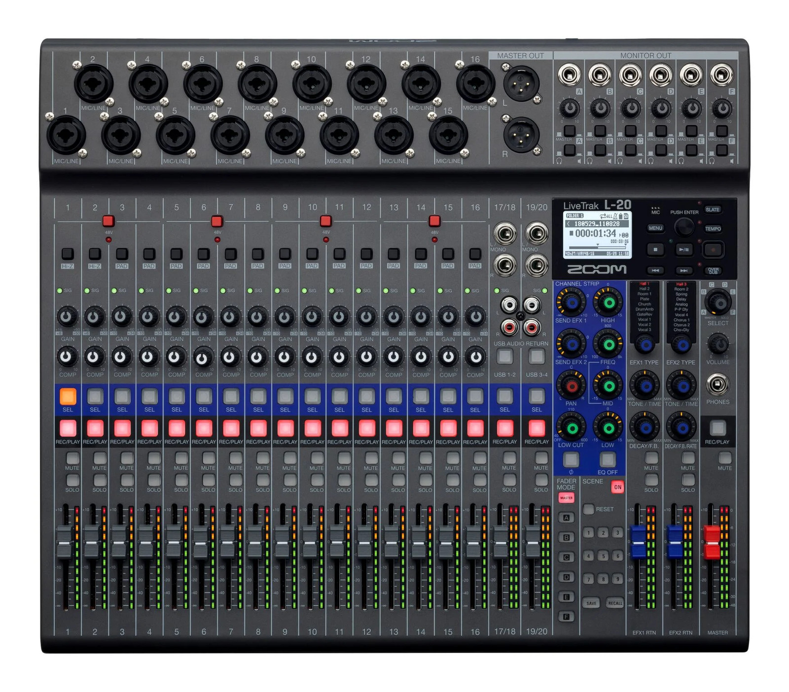Zoom L-20 20-Channel Digital Mixer, Recorder, and USB Audio Interface