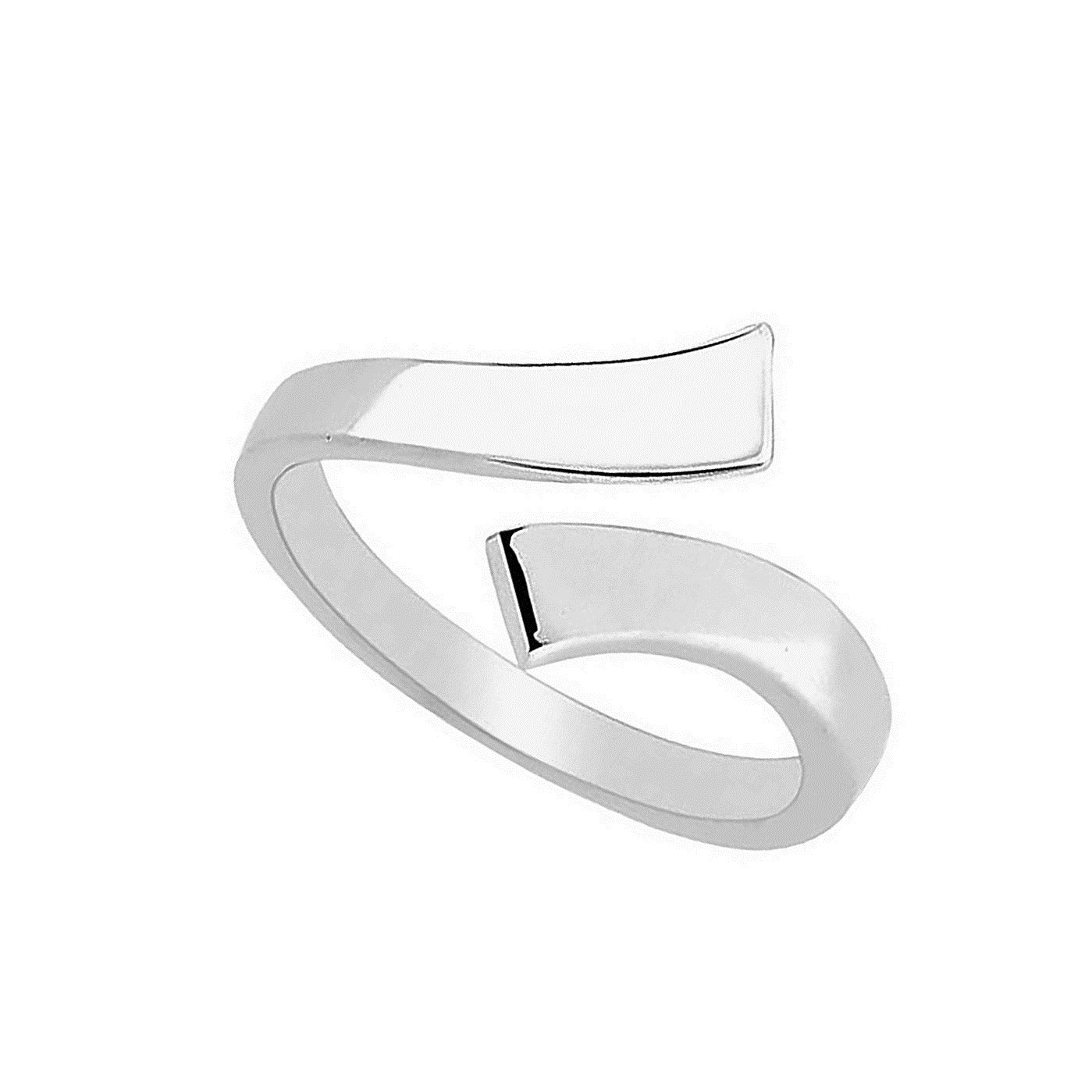Sterling Silver Crossover Shiny Adjustable Ring or Toe Ring
