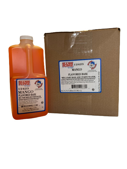 Slush Puppie Mango Flavored Base - 6 .5 Gallons. Yields 18 gallons. The Original