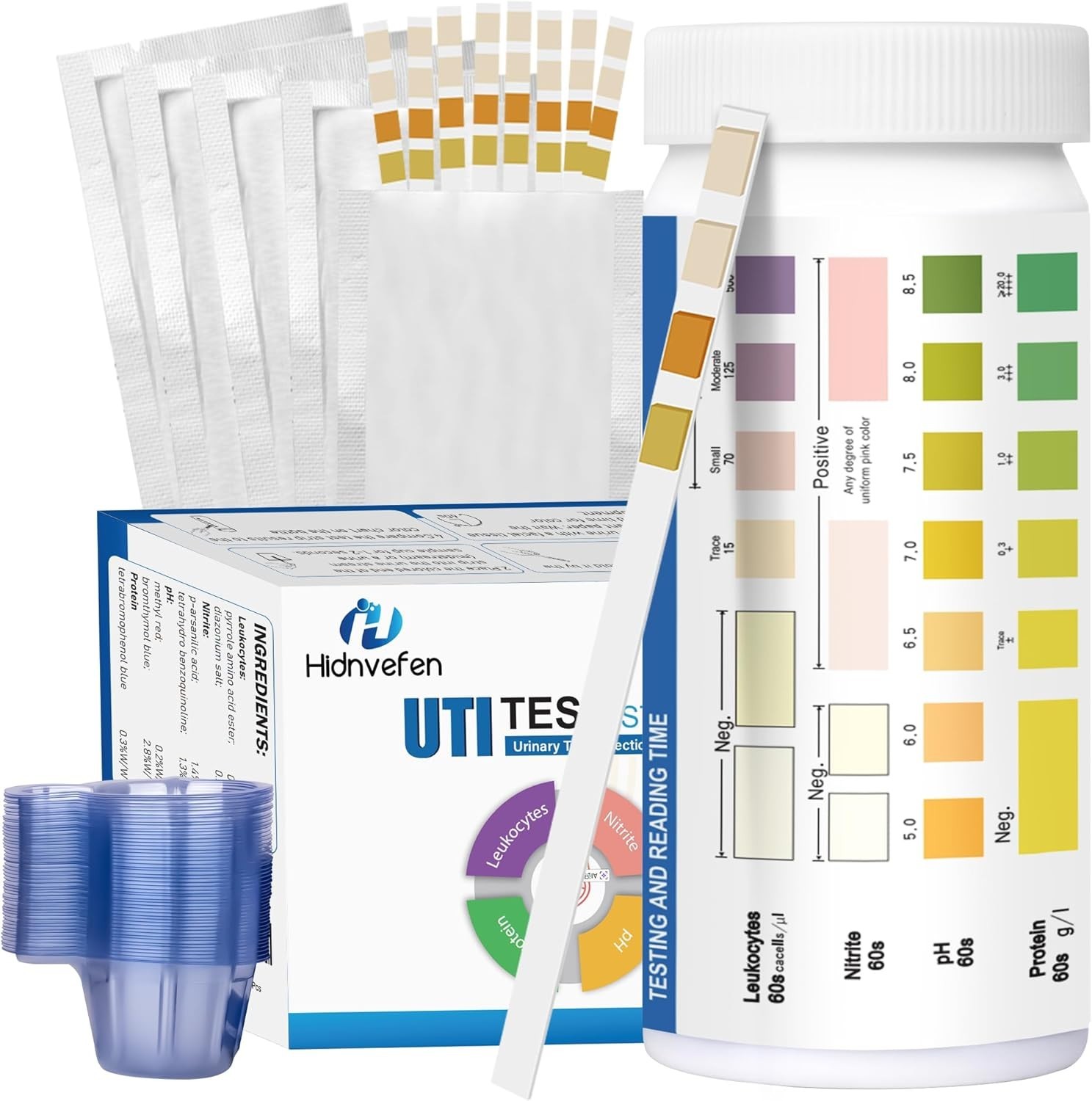 4-in-1 UTI Test Strips, Full Panel Urinary Tract Infection Test Kit at Home f