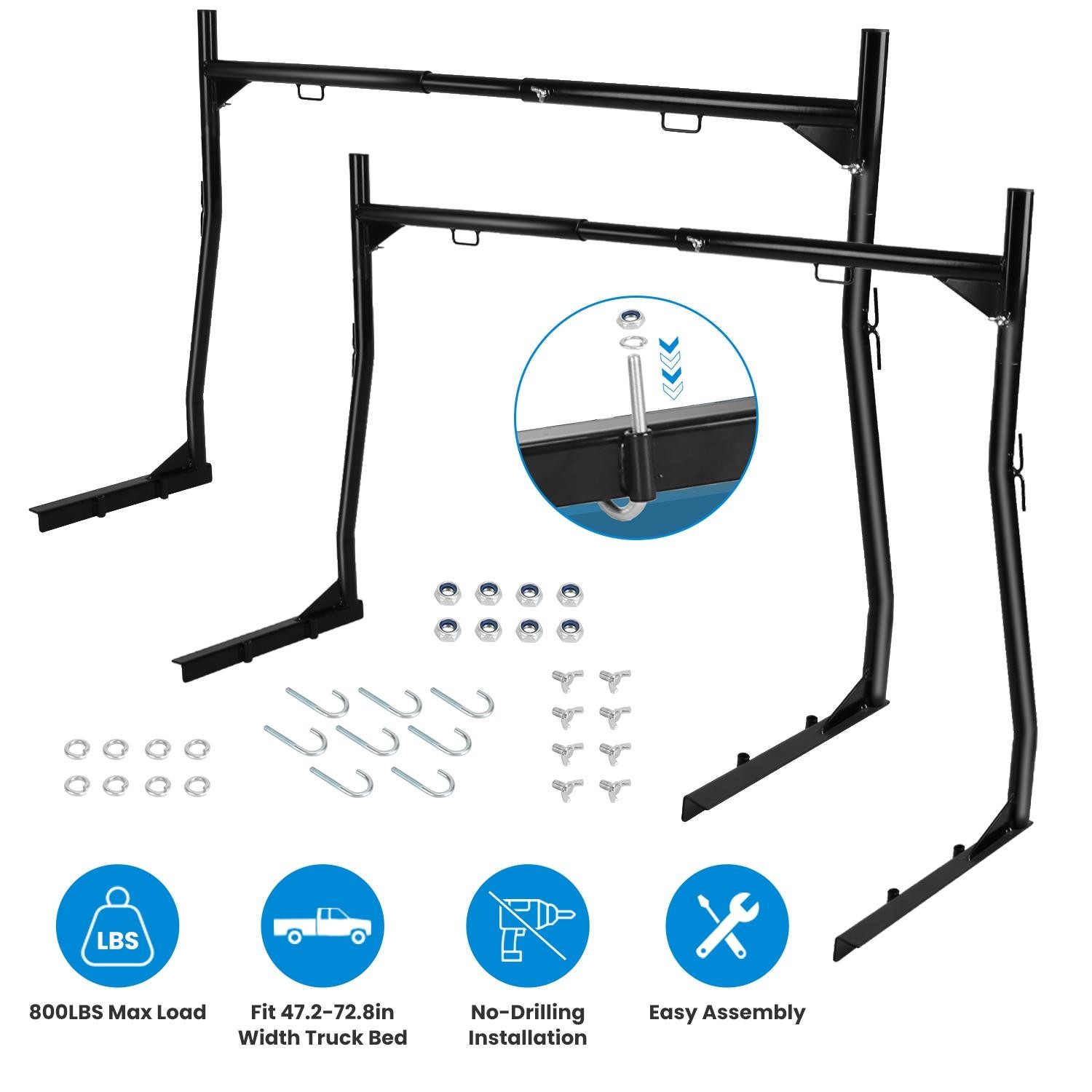 1Pair Extendable Truck Ladder Rack Non-Drilling Pick-up Bed Utility Adjustable T