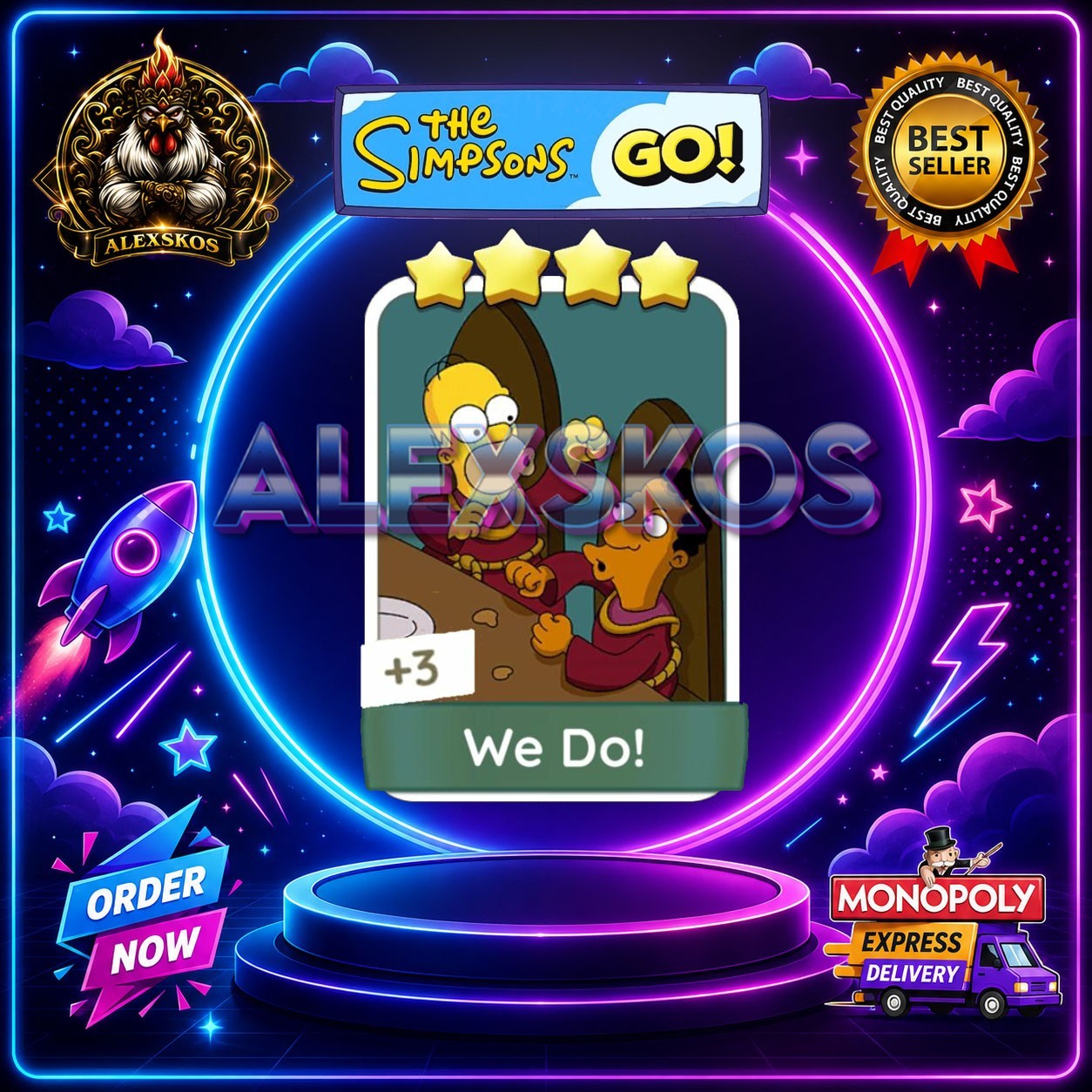 We Do! ⭐Monopoly Go Sticker MOGO The Simpsons Go! Stickers 🌟Fast Delivery