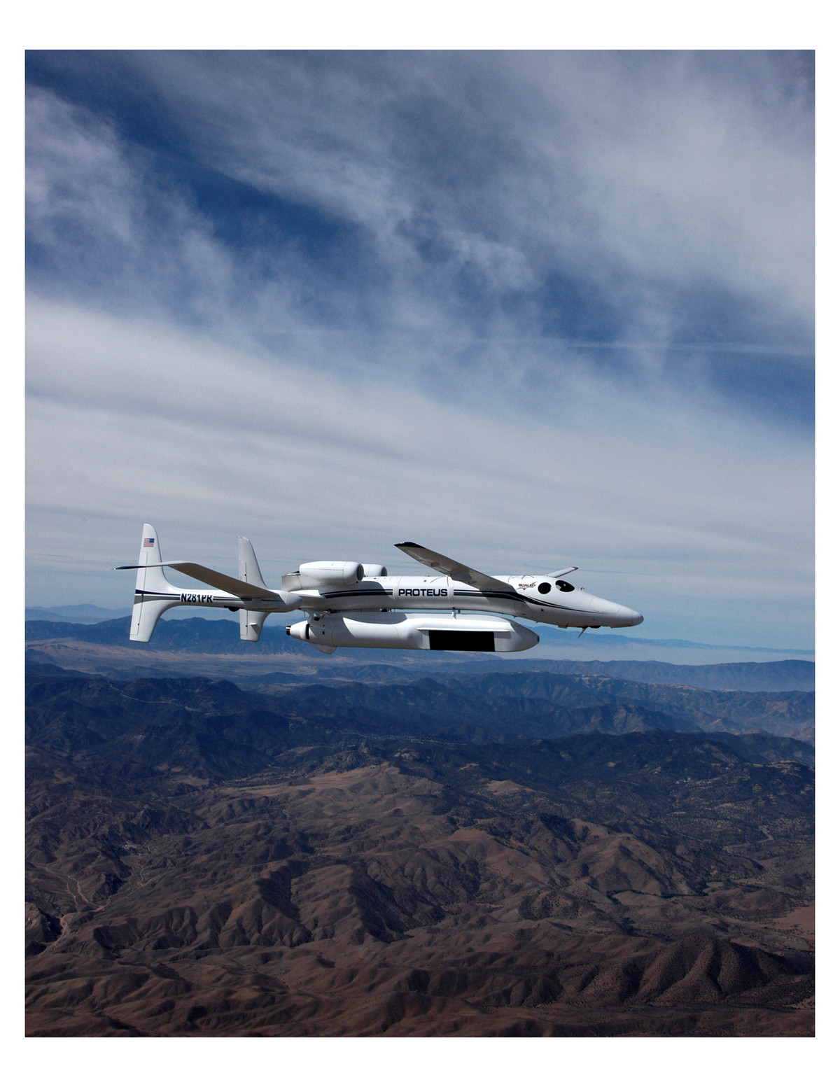 Proteus Aircraft Flying Over Southern California 8x10 Photo Print On 8.5" x 11"