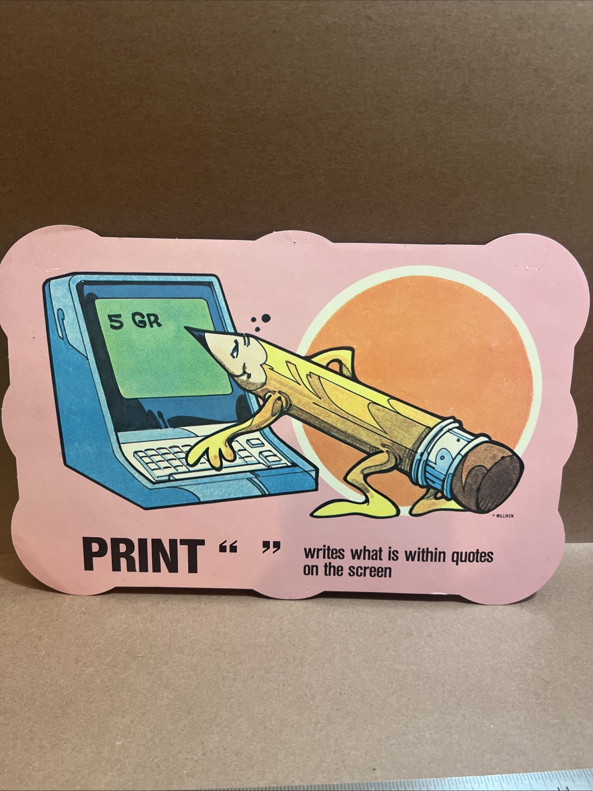 Vintage Computer Classroom Sign Milliken Programming Terms Print Pencil 90s
