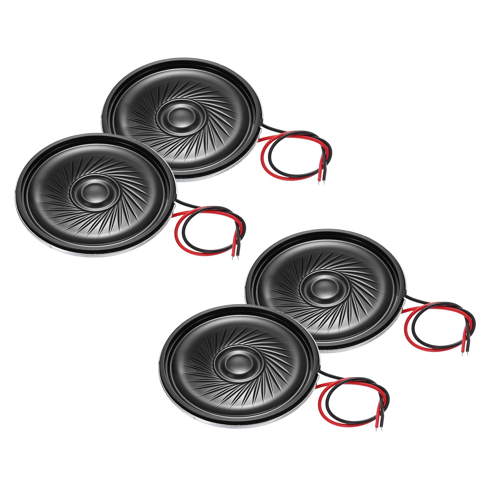 4 Pcs 2W 8 Ohm Small Speakers Metal Round Speaker with Wires, 36x5mm Black