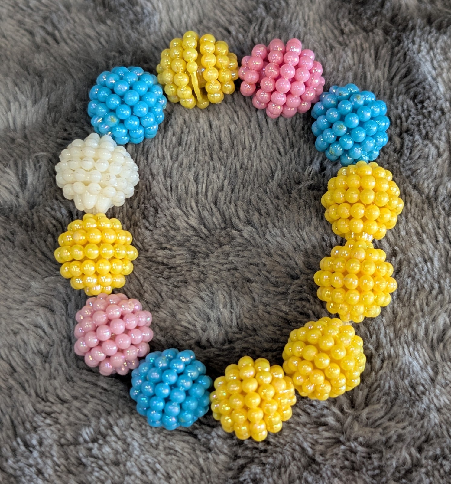 Handmade, Multicolored Pastel Bubblegum Beaded Ball Slip-on Bracelet