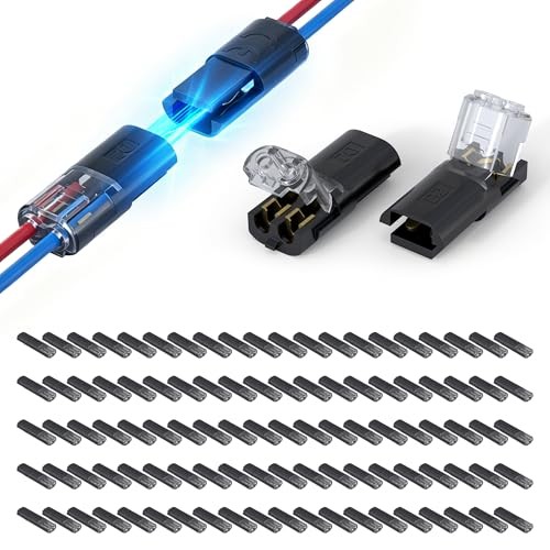 Double Wire Plug in Connector with Locking 100PCS Black 2 Wire 22-18 Awg D2