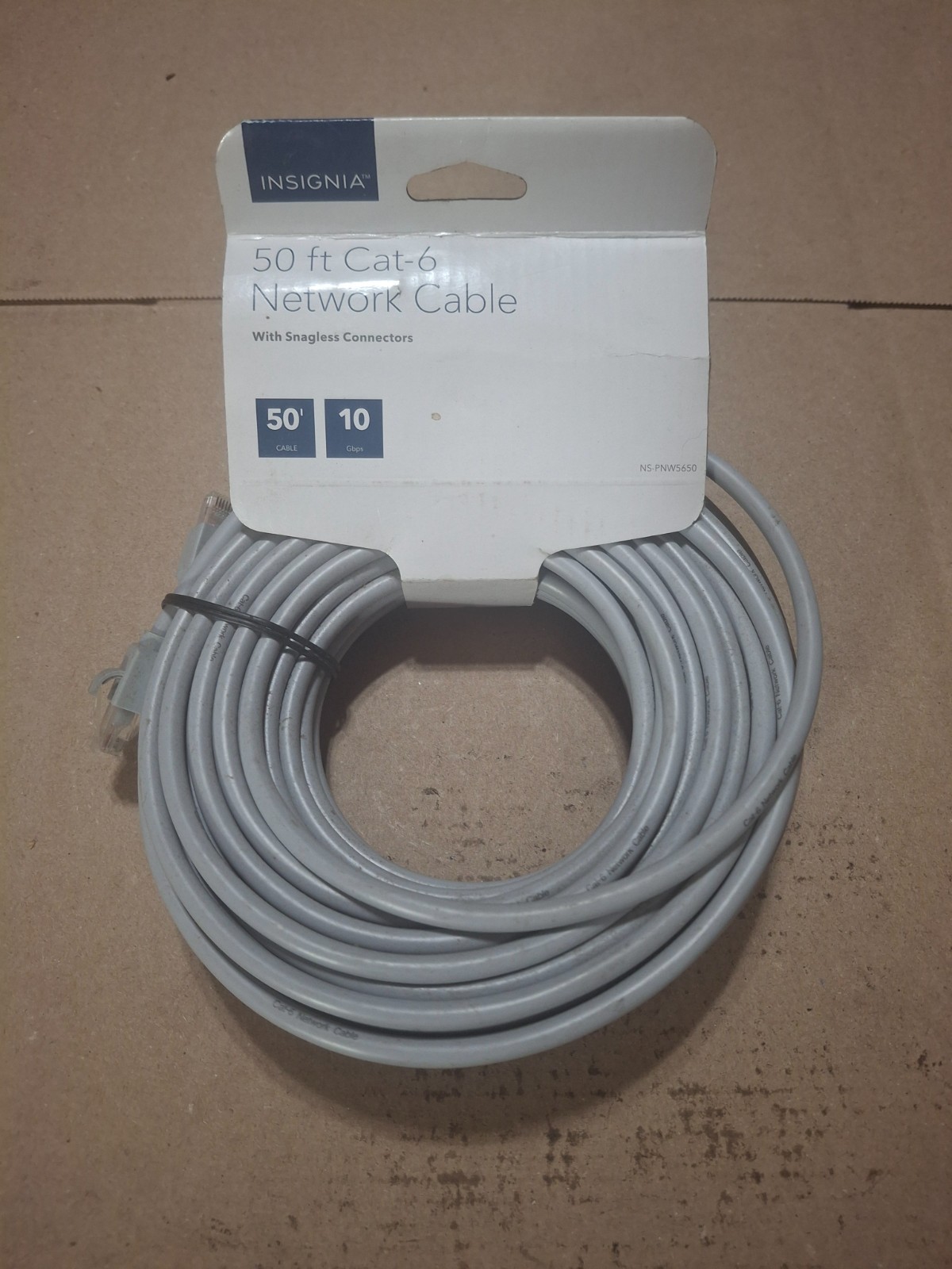 Insignia NS-PNW5650 Cat-6 Ethernet Patch Cable 50 Foot RJ45 Gray New