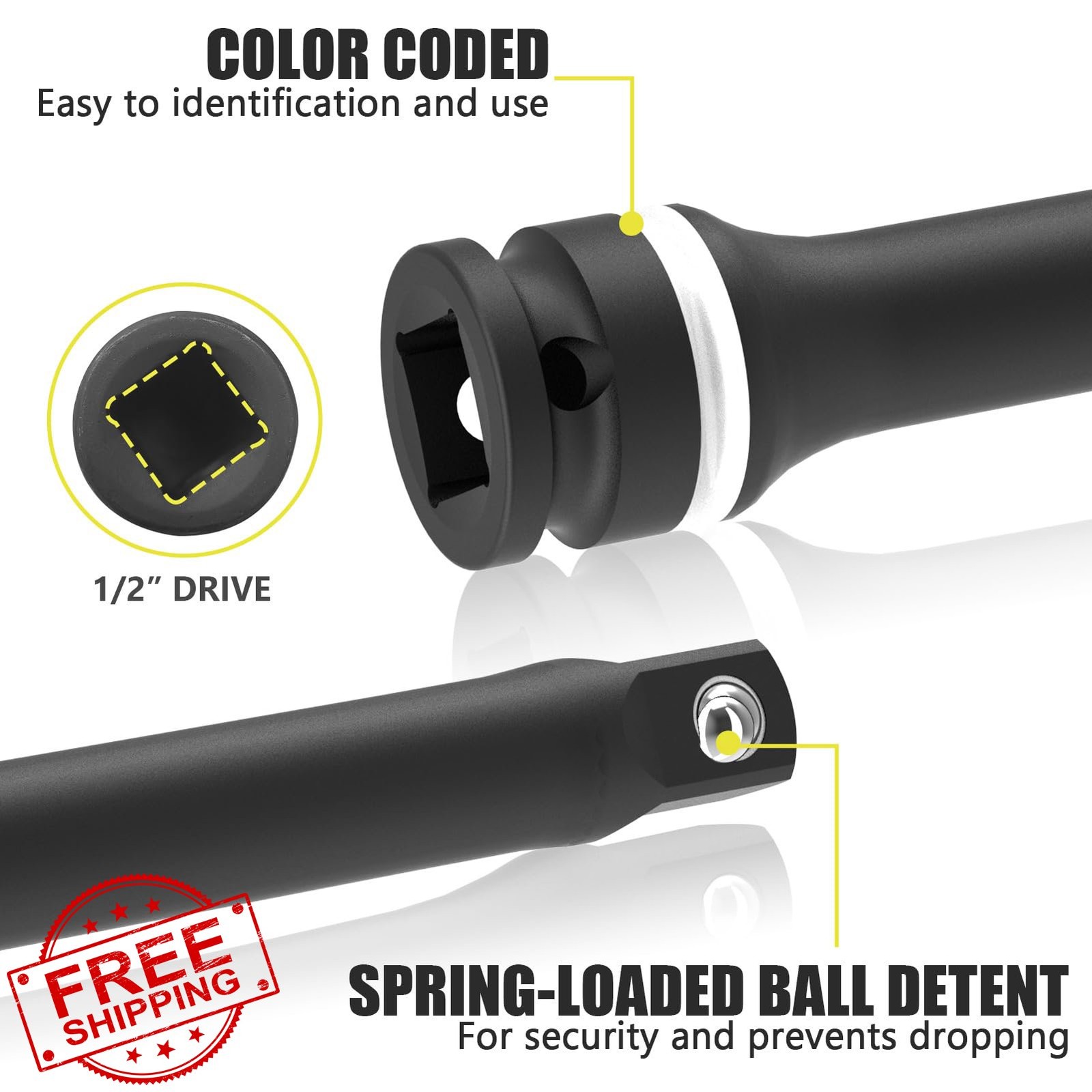 ARUCMIN 1/2" Drive Torque Limiting Extension Bar, 8" Lug Nut Sticks