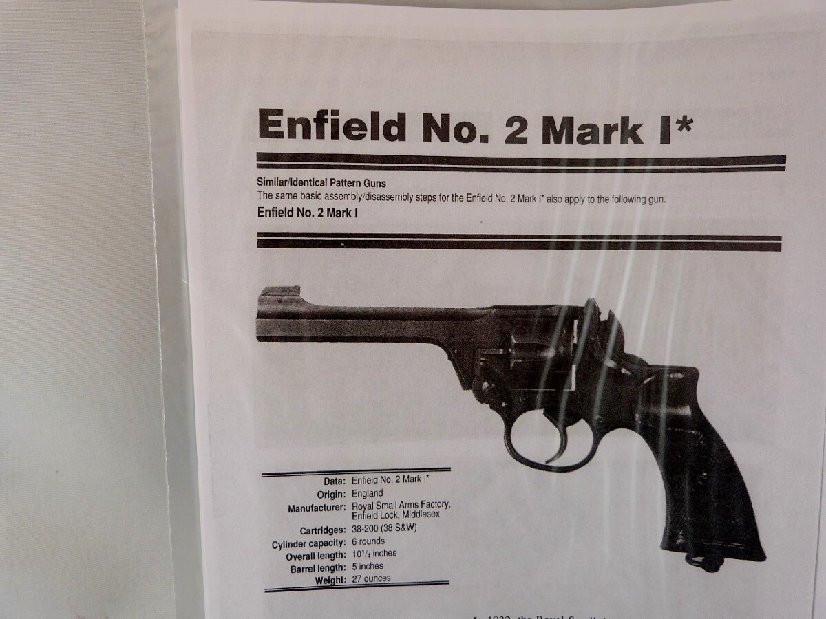 ENFIELD NO. 2 MARK 1* HAND GUN BREAK DOWN INSTRUCTION KIT
